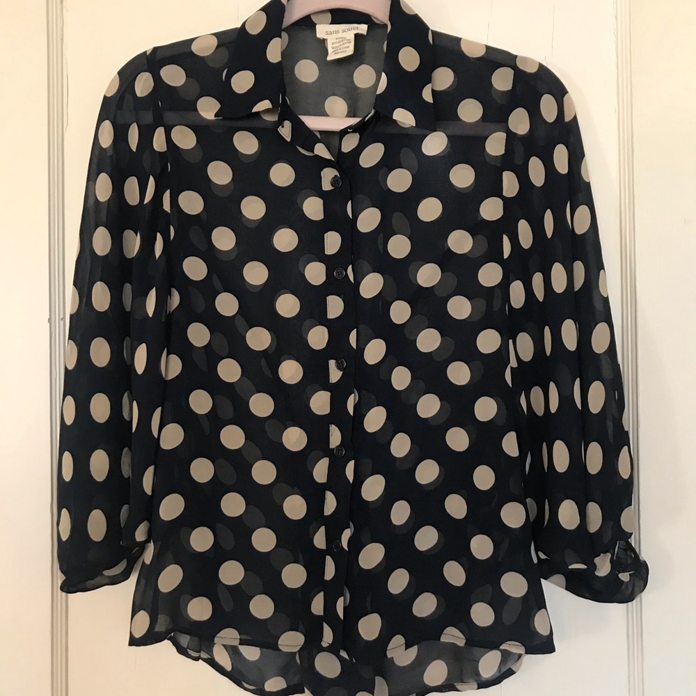 Sans Souci polka dot dolman blouse size S